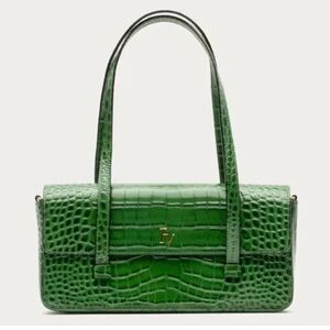 Small Slim Tote Croc-Embossed Leather East-West Bag